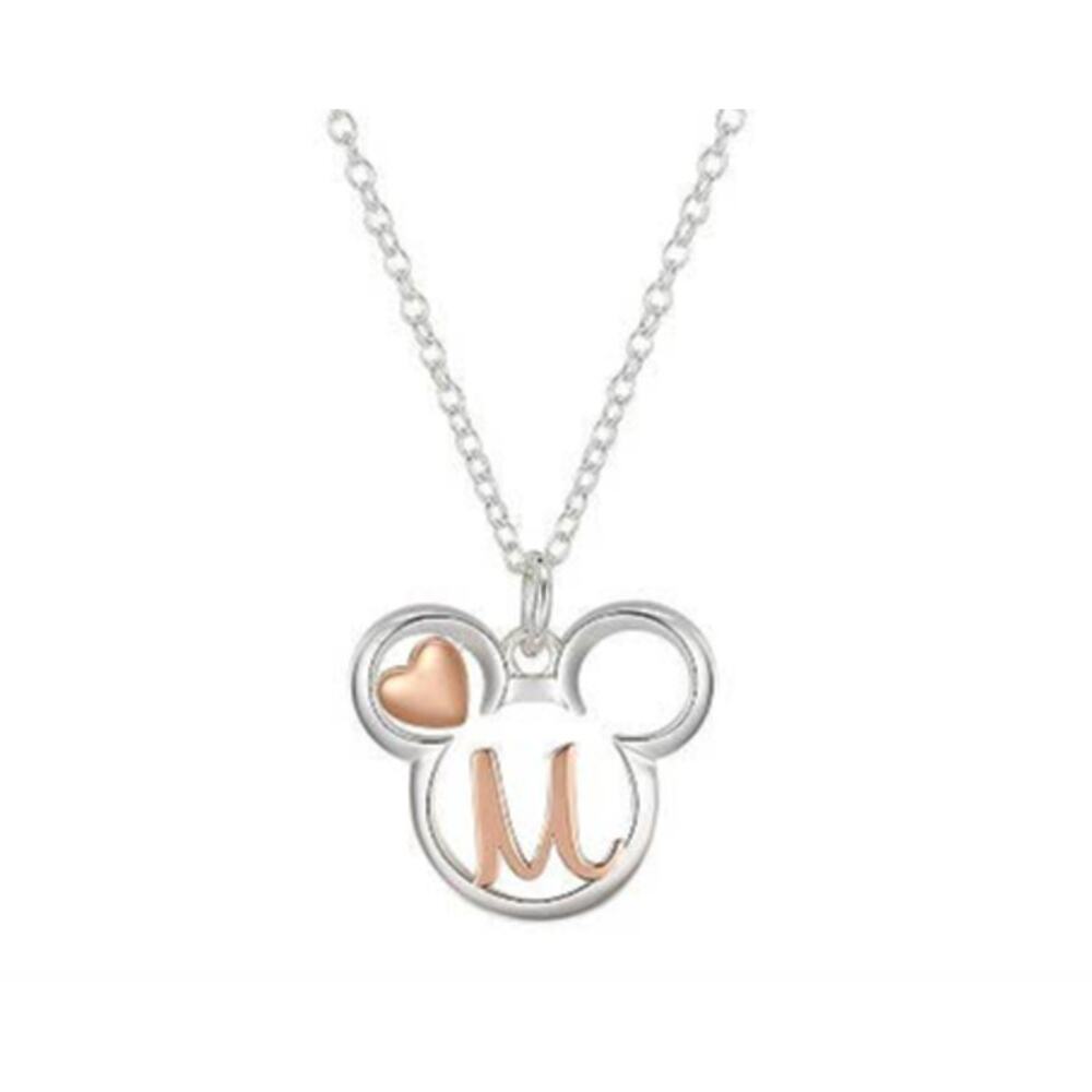 Disney's Mickey Mouse Two Tone 14k Rose Gold  Fine Silver Plated Letter M